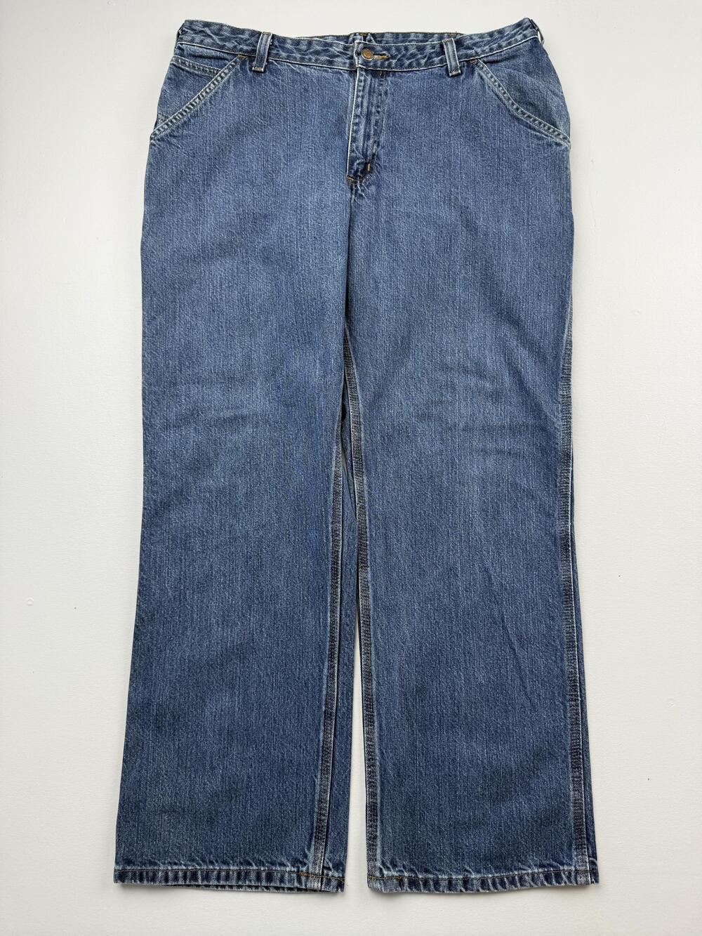 Carhartt Jeans Womens 16 X 30 Blue Medium Wash Relaxed Straight Work Denim